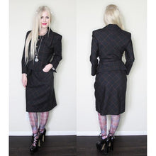 Load image into Gallery viewer, Vivienne Westwood Vintage AW 1999-2000 Black and Red Check Peplum Pockets Jacket Skirt Suit