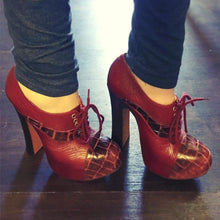 Load image into Gallery viewer, Vivienne Westwood Mock Croc Elevated Platform Ankle Boot Heels