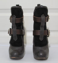 Load image into Gallery viewer, Vivienne Westwood Accessories Label Powerstation Heel Bondage Boots Black Canvas