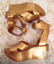 Load image into Gallery viewer, Vivienne Westwood Melissa Rocking Horse Shoes Winged Slave Sandals Gold