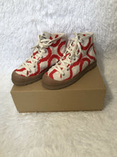 Load image into Gallery viewer, Vivienne Westwood Simian Vegan Boot Red Squiggle Canvas Shoes