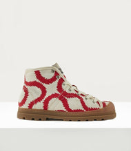 Load image into Gallery viewer, Vivienne Westwood Simian Vegan Boot Red Squiggle Canvas Shoes