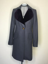Load image into Gallery viewer, Vivienne Westwood Red Label Love Coat in Grey Wool with Aurbergine Velvet