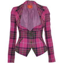 Load image into Gallery viewer, Vivienne Westwood Red Label AW 2010 Pink Tartan Wide Collar Jacket and Pockets Mini Skirt Suit