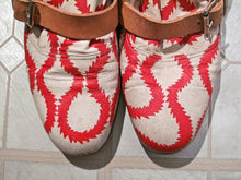 Load image into Gallery viewer, Vivienne Westwood Gold Label Pirate Boots Red and White Squiggle Print Leather