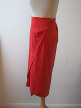 Load image into Gallery viewer, Vivienne Westwood Gold Label Red Orange Velvet Knee Length Asymmetrical Side Slit Skirt