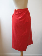 Load image into Gallery viewer, Vivienne Westwood Gold Label Red Orange Velvet Knee Length Asymmetrical Side Slit Skirt