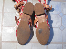 Load image into Gallery viewer, Vivienne Westwood Gold Label Pirate Boots Red and White Squiggle Print Leather