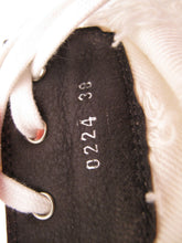 Load image into Gallery viewer, Vivienne Westwood Accessories Label Cut and Slash Bag Clogs White Canvas Wooden Sandal Boots Heels