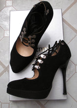 Load image into Gallery viewer, Vivienne Westwood Accessories Label Stilleto Black Suede Strappy Pumps