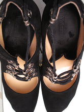 Load image into Gallery viewer, Vivienne Westwood Accessories Label Stilleto Black Suede Strappy Pumps