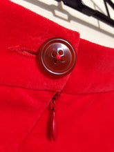 Load image into Gallery viewer, Vivienne Westwood Gold Label Red Orange Velvet Knee Length Asymmetrical Side Slit Skirt