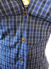 Load image into Gallery viewer, Vivienne Westwood Worlds End Shirtwaister Button-up Dress Blue White Micro Tartan