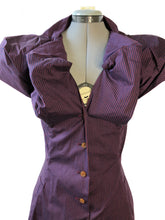 Load image into Gallery viewer, Vivienne Westwood Worlds End Shirtwaister Button-up Dress Red Navy Pinstripe