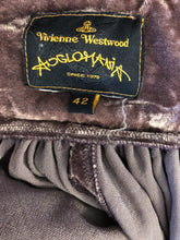 Load image into Gallery viewer, Vivienne Westwood Anglomania Crushed Velvet Eggplant Purple Long Apron Skirt