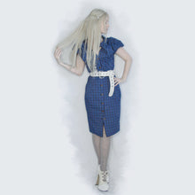 Load image into Gallery viewer, Vivienne Westwood Worlds End Shirtwaister Button-up Dress Blue White Micro Tartan