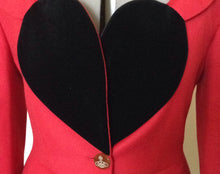 Load image into Gallery viewer, Vivienne Westwood Red Label AW 2014 Red Love Jacket with Black Velvet Heart Lapel