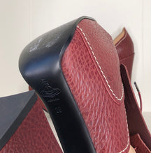 Load image into Gallery viewer, Vivienne Westwood Platform Golfs in Burgundy Mock Croc and Tan Leather