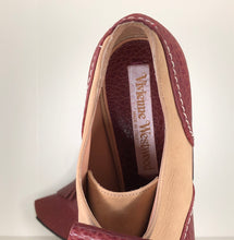 Load image into Gallery viewer, Vivienne Westwood Platform Golfs in Burgundy Mock Croc and Tan Leather