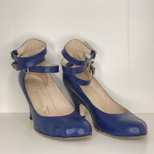 Load image into Gallery viewer, Vivienne Westwood Gold Label Low Heel Three 3 Strap Blue Heels Pumps