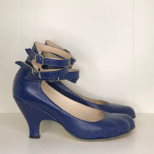 Load image into Gallery viewer, Vivienne Westwood Gold Label Low Heel Three 3 Strap Blue Heels Pumps