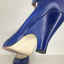 Load image into Gallery viewer, Vivienne Westwood Gold Label Low Heel Three 3 Strap Blue Heels Pumps