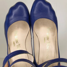 Load image into Gallery viewer, Vivienne Westwood Gold Label Low Heel Three 3 Strap Blue Heels Pumps