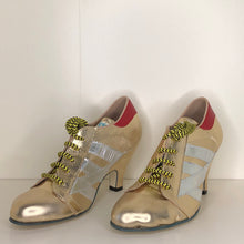 Load image into Gallery viewer, Vivienne Westwood Worlds End Tracey Trainers Gold Leather w/ Silver Stripes