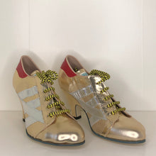 Load image into Gallery viewer, Vivienne Westwood Worlds End Tracey Trainers Gold Leather w/ Silver Stripes