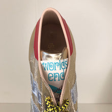 Load image into Gallery viewer, Vivienne Westwood Worlds End Tracey Trainers Gold Leather w/ Silver Stripes