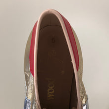 Load image into Gallery viewer, Vivienne Westwood Worlds End Tracey Trainers Gold Leather w/ Silver Stripes