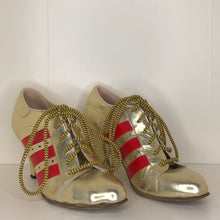 Load image into Gallery viewer, Vivienne Westwood Gold Label Tracey Trainers Gold Leather w/ Red Stripes
