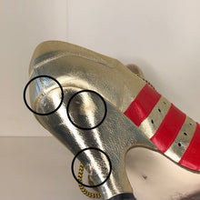 Load image into Gallery viewer, Vivienne Westwood Gold Label Tracey Trainers Gold Leather w/ Red Stripes