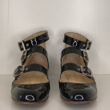 Load image into Gallery viewer, Vivienne Westwood Gold Label Roman 3-Strap Flat Sandal Shoes in Black Patent Leather