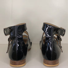 Load image into Gallery viewer, Vivienne Westwood Gold Label Roman 3-Strap Flat Sandal Shoes in Black Patent Leather