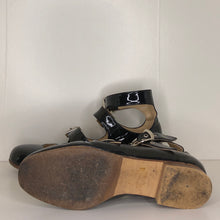 Load image into Gallery viewer, Vivienne Westwood Gold Label Roman 3-Strap Flat Sandal Shoes in Black Patent Leather