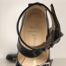 Load image into Gallery viewer, Vivienne Westwood Gold Label Roman 3-Strap Flat Sandal Shoes in Black Patent Leather