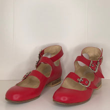 Load image into Gallery viewer, Vivienne Westwood Gold Label Roman 3-Strap Flat Sandal Shoes in Red Leather