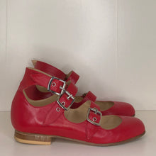 Load image into Gallery viewer, Vivienne Westwood Gold Label Roman 3-Strap Flat Sandal Shoes in Red Leather