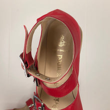 Load image into Gallery viewer, Vivienne Westwood Gold Label Roman 3-Strap Flat Sandal Shoes in Red Leather