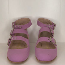 Load image into Gallery viewer, Vivienne Westwood Gold Label Roman 3-Strap Flat Sandal Shoes in Lilac Canvas