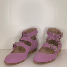 Load image into Gallery viewer, Vivienne Westwood Gold Label Roman 3-Strap Flat Sandal Shoes in Lilac Canvas