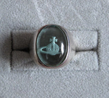 Load image into Gallery viewer, Vivienne Westwood Accessories Label Blue Cabochon Sterling Silver Orb Ring