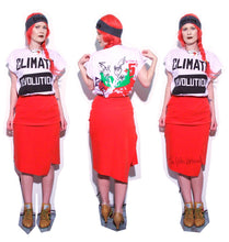 Load image into Gallery viewer, Vivienne Westwood Gold Label Red Orange Velvet Knee Length Asymmetrical Side Slit Skirt