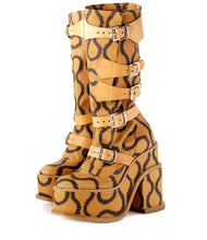 Load image into Gallery viewer, Vivienne Westwood SS 2013 Gold Label Brown Squiggle Pirate Clompers Boots