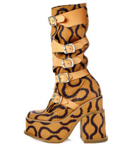 Load image into Gallery viewer, Vivienne Westwood SS 2013 Gold Label Brown Squiggle Pirate Clompers Boots