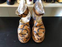 Load image into Gallery viewer, Vivienne Westwood Gold Label Clomper Slave Sandals in Tan Leather with Brown Squiggles