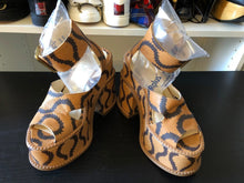 Load image into Gallery viewer, Vivienne Westwood Gold Label Clomper Slave Sandals in Tan Leather with Brown Squiggles