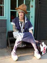 Load image into Gallery viewer, Vivienne Westwood Worlds End Arabesque Dress Long Blue Striped