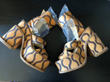 Load image into Gallery viewer, Vivienne Westwood Gold Label Clomper Slave Sandals in Tan Leather with Brown Squiggles